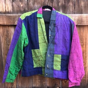 Vintage Silk Color Block Jacket